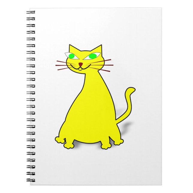 Yellow Fat Cat Spiral Notebook (Front)