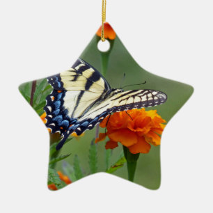 Yellow female Eastern Tiger Swallowtail Ceramic Tree Decoration