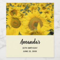 Yellow Field of Sunflowers Photograph Birthday