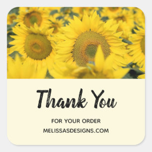 Yellow Field of Sunflowers Photograph Business Square Sticker