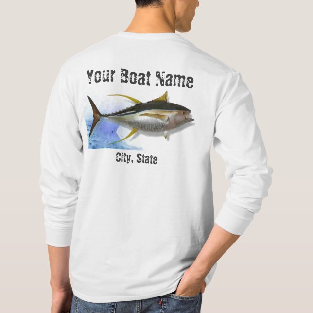 Yellow fin Tuna Custom Boat Name Fishing Shirt (Back)
