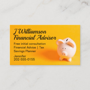 Yellow Financial Advisor Savings Accountant Business Card