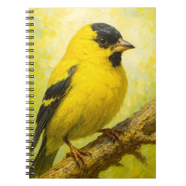 Yellow Finch Notebook | Goldfinch Bird Art Journal (Front)
