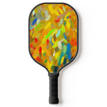 Yellow Finger Painting Pickleball Paddle