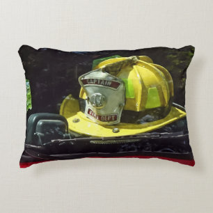 Yellow Fire Captain's Helmet Decorative Cushion