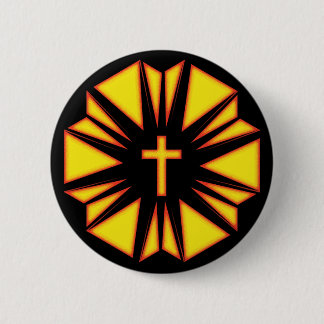YELLOW FIRE CROSS 6 CM ROUND BADGE