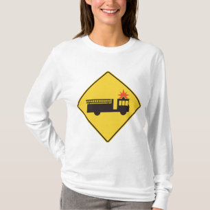 Yellow Fire Truck Warning Sign T-Shirt