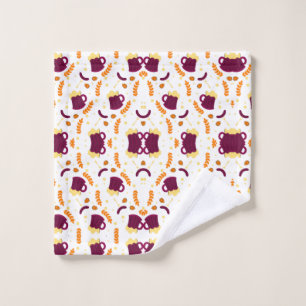 yellow fish skeletons, and orange leaves wash cloth