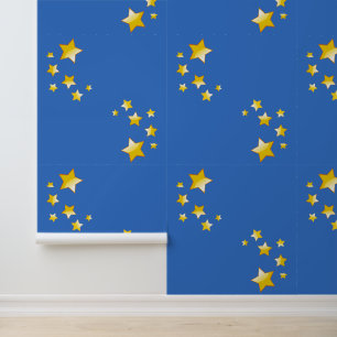 Yellow Five Point Stars Design Wallpaper