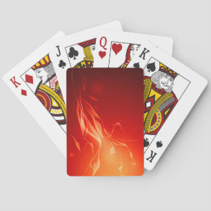 Yellow flame on red playing cards