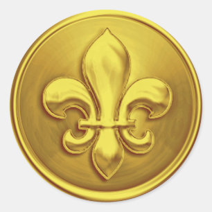 Yellow Fleur de Lis Envelope Seal Embossed Look