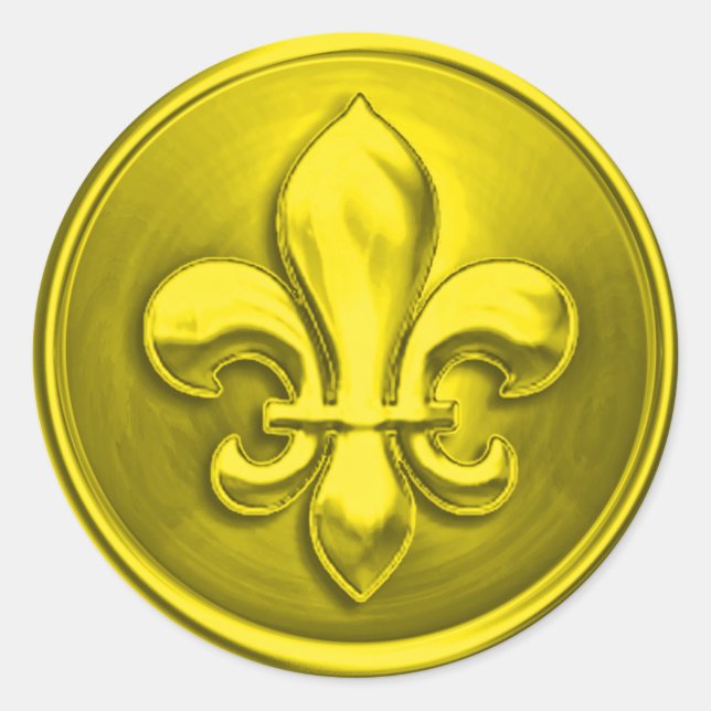 Yellow Fleur de Lis Envelope Seal Embossed Look (Front)