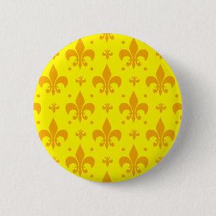 Yellow Fleur-de-lis Pattern Design 6 Cm Round Badge