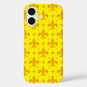 Yellow Fleur-de-lis Pattern Design  iPhone 16 Case