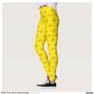 Yellow Fleur-de-lis Pattern Design Leggings