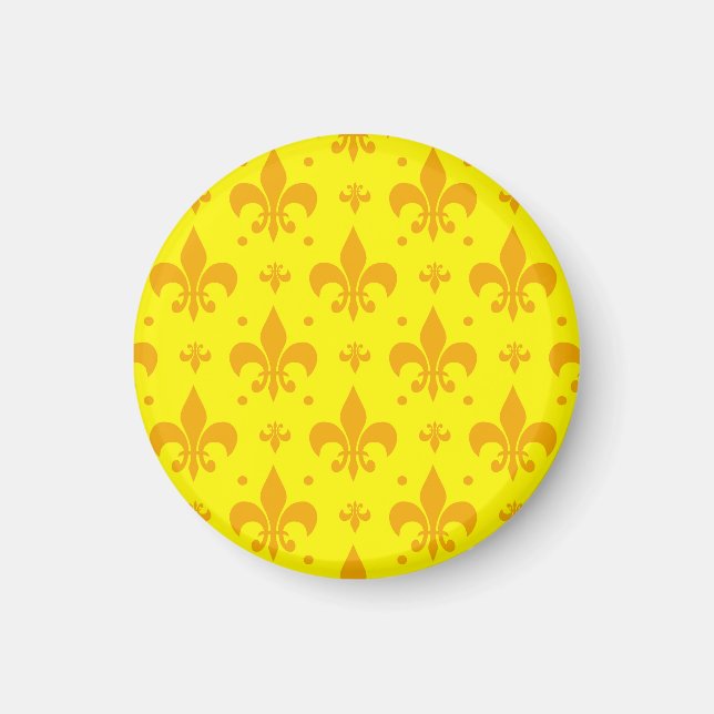 Yellow Fleur-de-lis Pattern Design  Magnet (Front)
