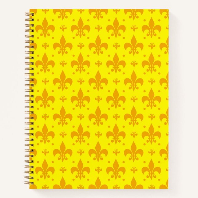 Yellow Fleur-de-lis Pattern Design  Notebook (Front)