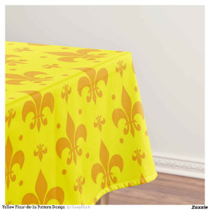 Yellow Fleur-de-lis Pattern Design Tablecloth
