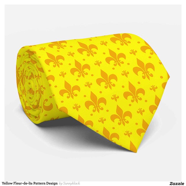 Yellow Fleur-de-lis Pattern Design  Tie (Creator Uploaded)