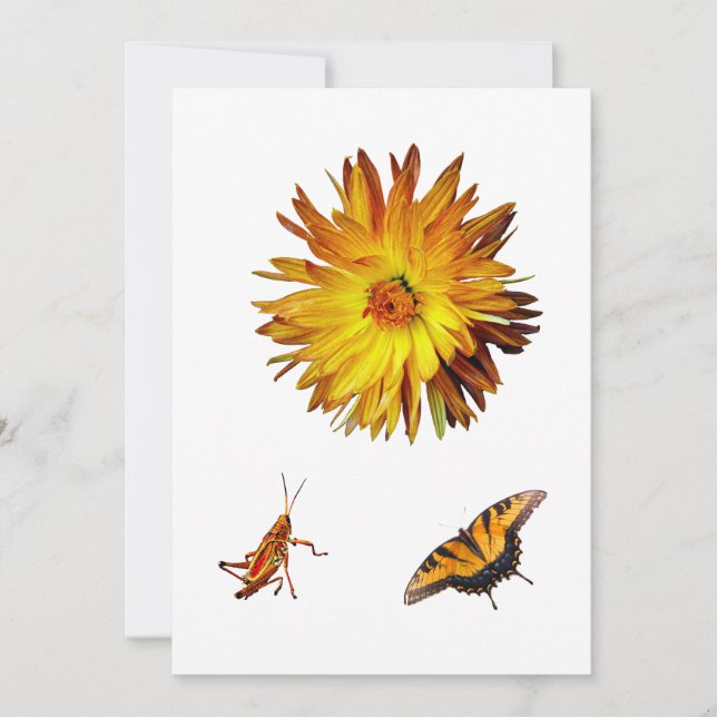 Yellow flora and fauna invitation (Front)