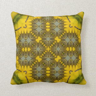 Yellow Flora Kaleidoscope Pattern Image 1 Cushion
