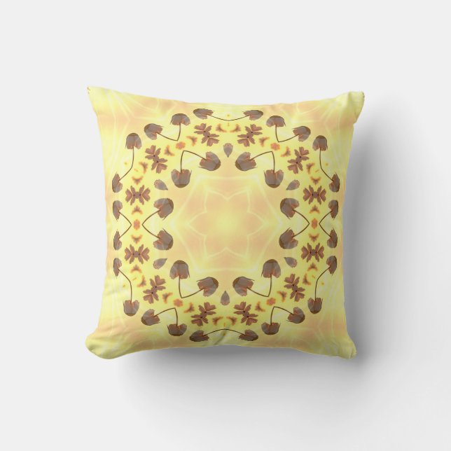 Yellow Floral Abstract Throw Pillow (Front)