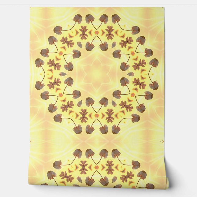 Yellow Floral Abstract Wallpaper (Unrolling)