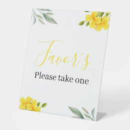 Yellow Floral and Green Leaves Mother's Day Favour Pedestal Sign