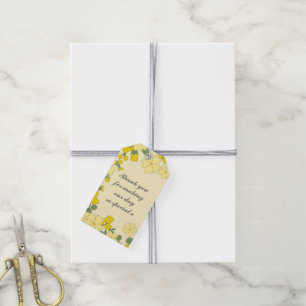 Yellow Floral and Stripes Personalised Message Gift Tags
