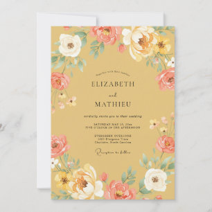 Yellow Floral Autumn Flourish Wedding Invitation