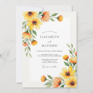 Yellow Floral Autumn Romance Wedding Invitation