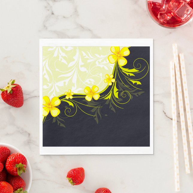Yellow Floral Background Paper Napkins (Creator Uploaded)