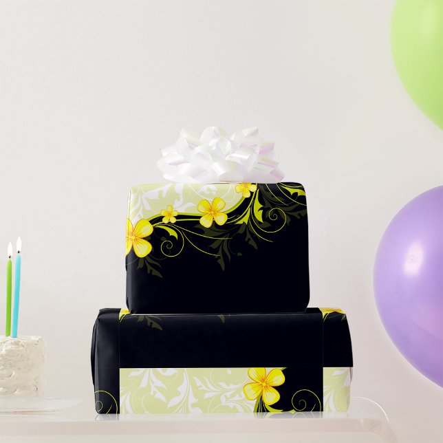 Yellow Floral Background Wrapping Paper (Creator Uploaded)