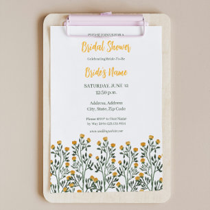 Yellow Floral Blossom Bridal Shower Invitation