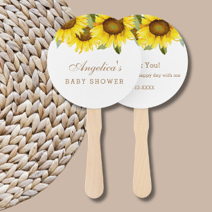 Yellow Floral Boho Sunflower Baby Shower Hand Fan