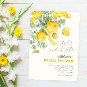 Yellow floral branch bridal shower invitation