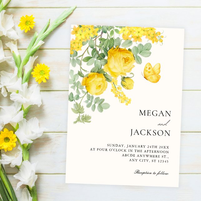 Yellow floral branch wedding save the date (Creator Uploaded)