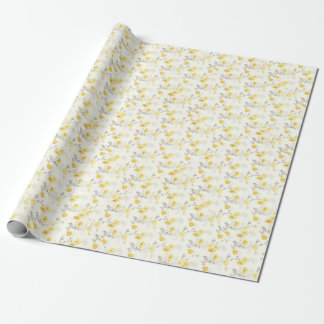 Yellow Floral Bridal Baby Shower Wrapping Paper