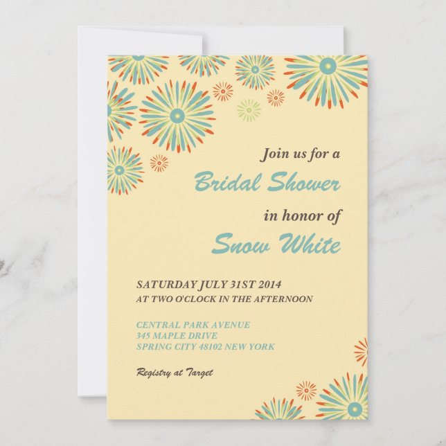 Yellow Floral Bridal Shower and Wedding Invitation (Front)
