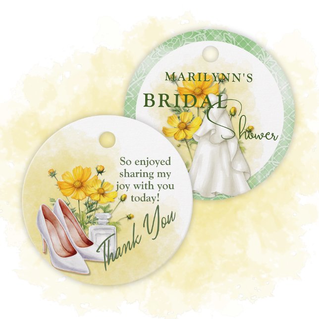 Yellow Floral Bridal Shower Favour Tag (Creator Uploaded)
