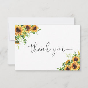 Yellow Floral Bridal Shower Flat Thank You Card