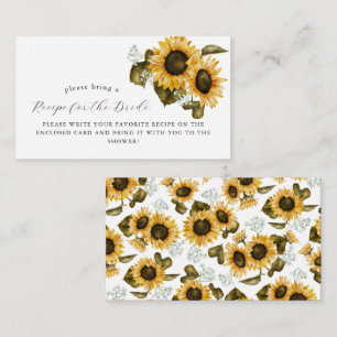 Yellow Floral Bridal Shower Recipe Request Enclosure Card