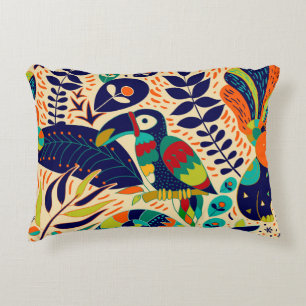 Yellow Floral: Bright Tropical Wallpaper Decorative Cushion