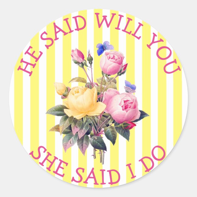 Yellow Floral Chic Wedding Invitation Stickers (Front)