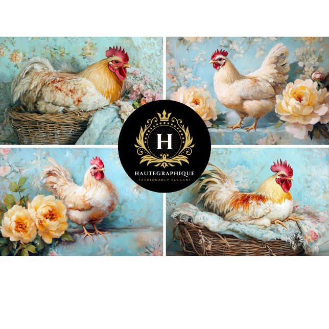 Yellow Floral Chicken Collage Decoupage Tissue Paper (Creator Uploaded)