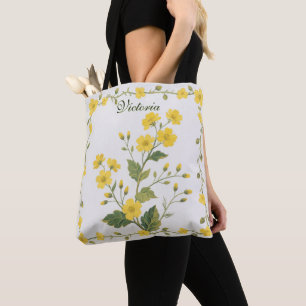 Yellow Floral Cute Garden Flowers  Tote Bag