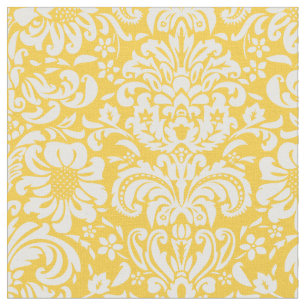 Yellow Floral Damask Fabric