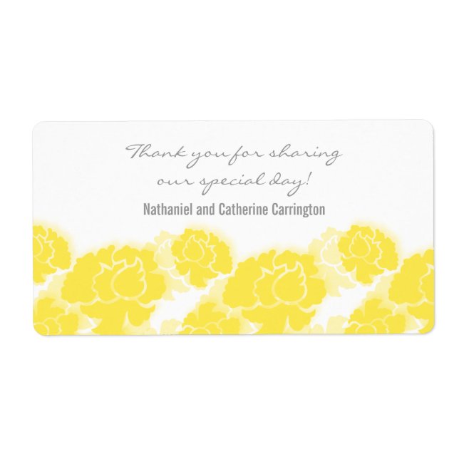 Yellow Floral Decadence Wedding Labels (Front)
