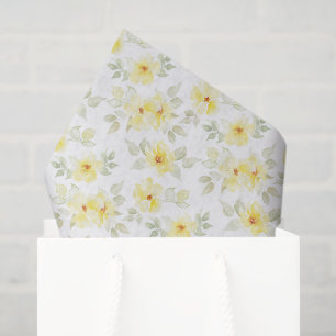 Yellow Floral Decoupage Tissue Paper, Flowers Paper