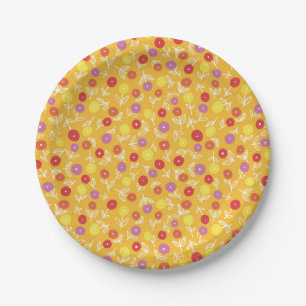 Yellow Floral Ditsy Picnic Party Paper Plate